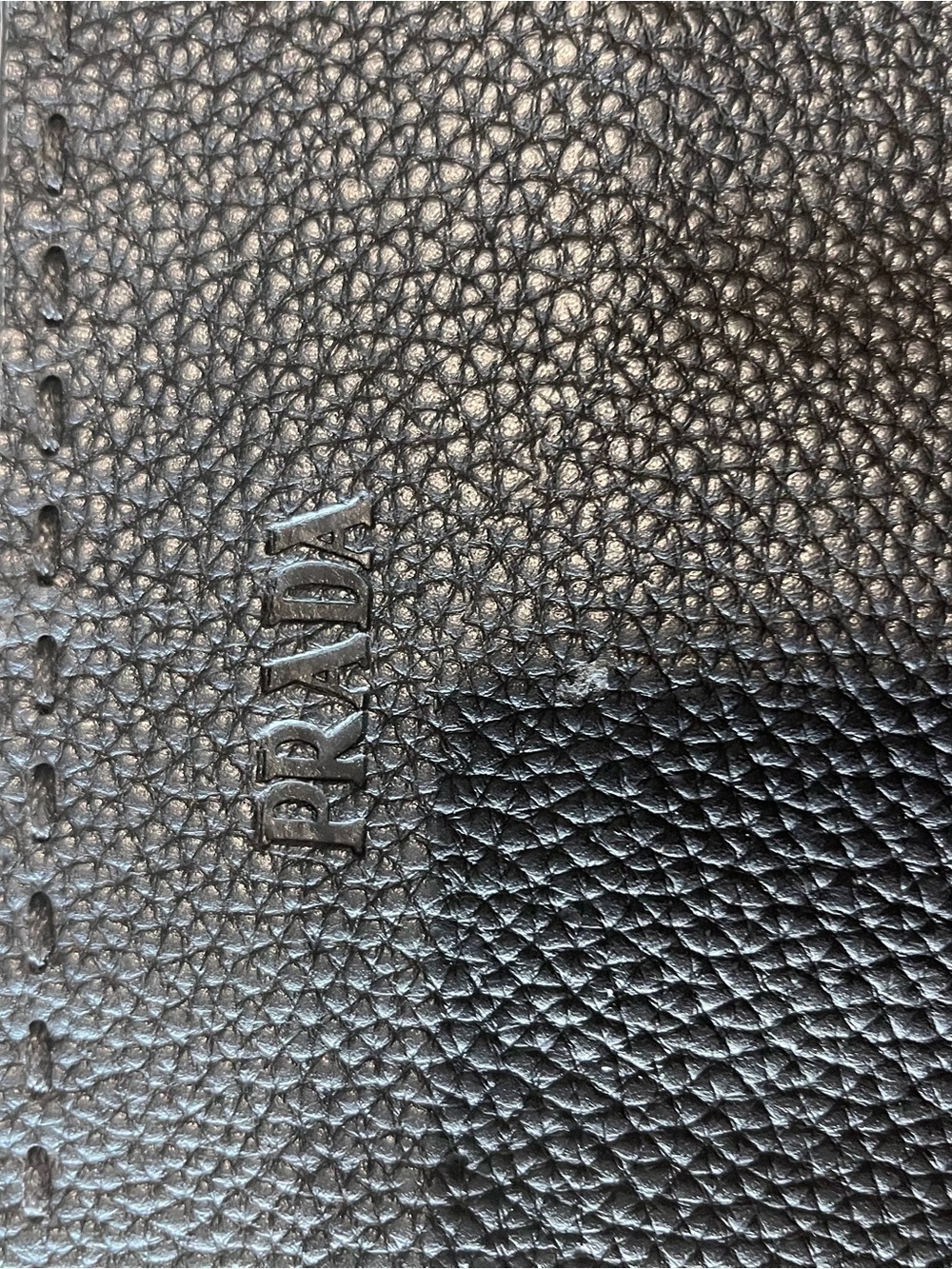 Prada Black Pebbled Leather Zip Pouch with Silver Triangle Logo - Picture 3 of 8